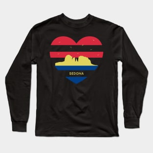 Arizona Skyline cityscape Heart Shape Birds Flying Sedona Long Sleeve T-Shirt